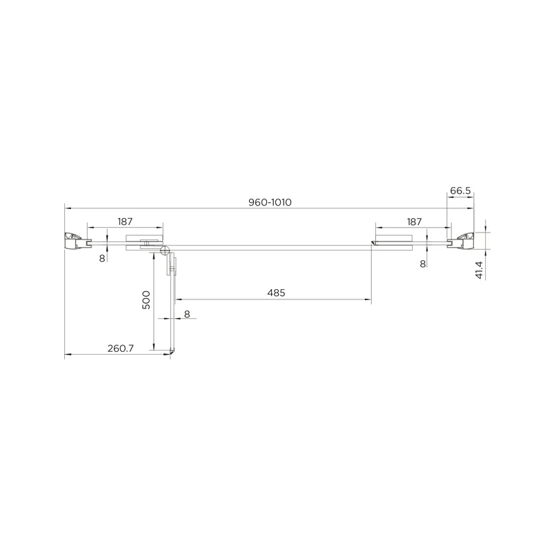 Aquadart Inline Hinged Door Recess 1000mm - Image 2