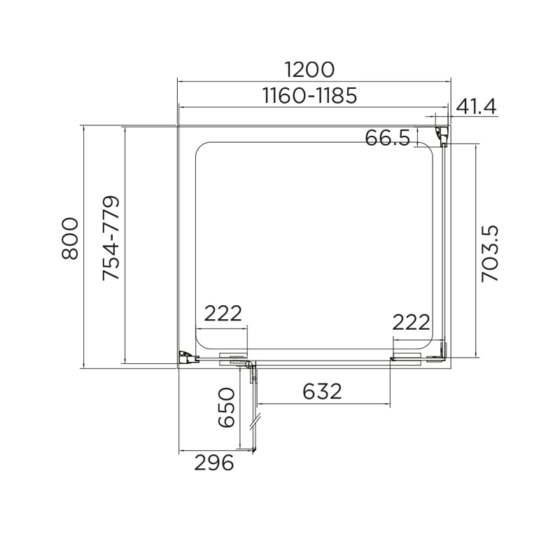 Aquadart Inline Hinged Door 2 Sided Enclosure 1200x800mm - Image 2