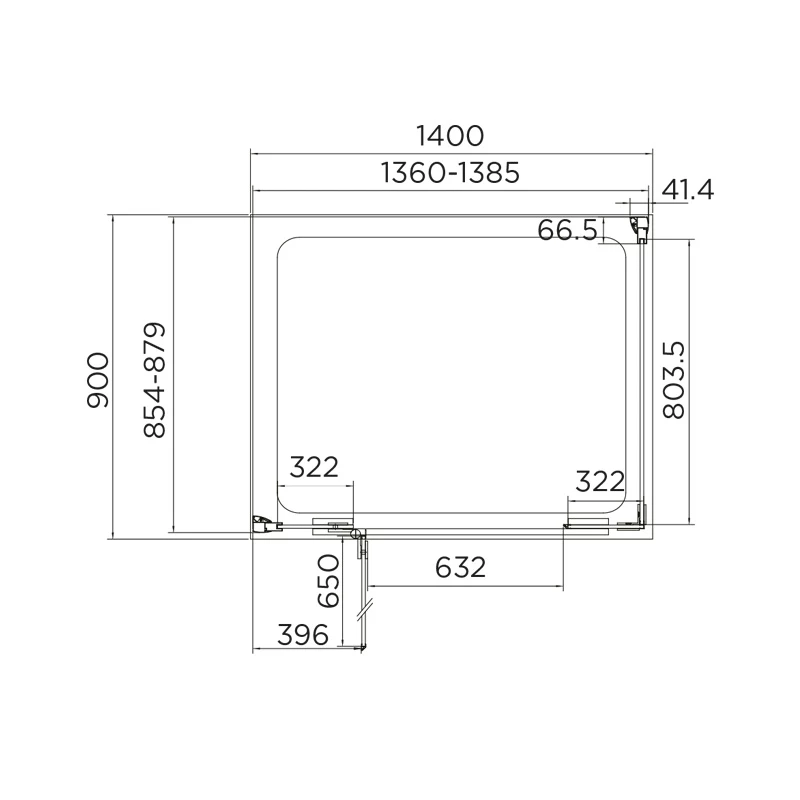 Aquadart Inline Hinged Door 2 Sided Enclosure 1400x900mm - Image 2