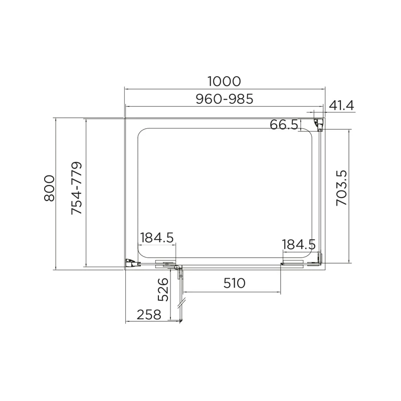 Aquadart Inline Hinged Door 2 Sided Enclosure 1000x800mm - Image 2