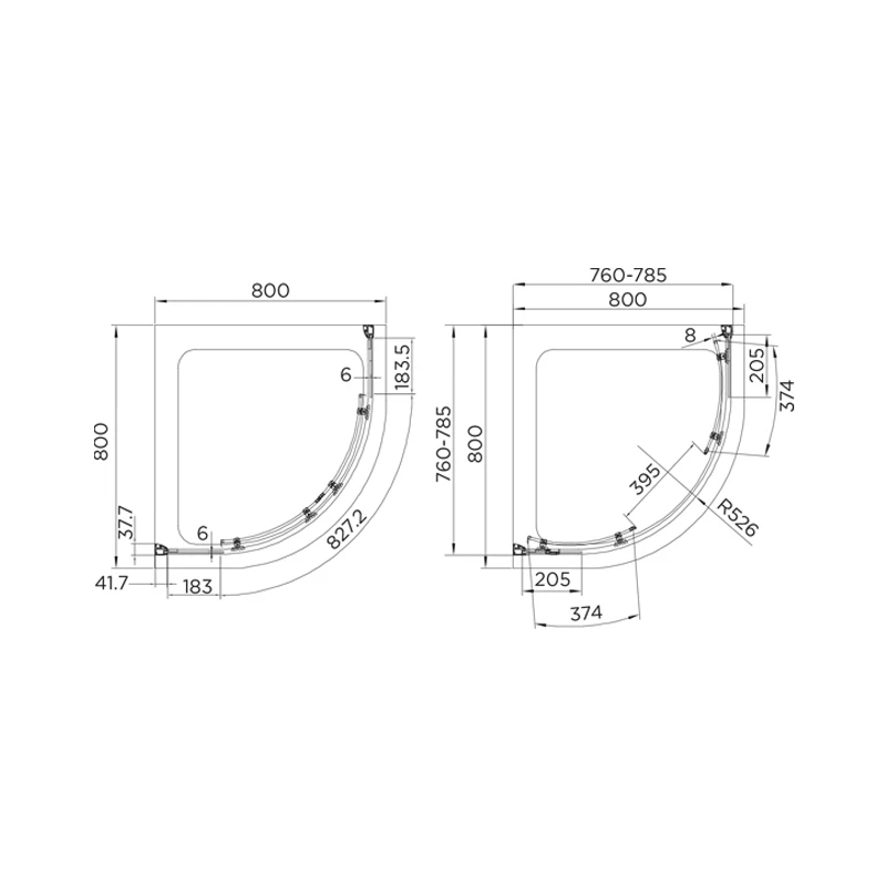 Aquadart Venturi 8 Double Door Quadrant Enclosure 800mm - Image 2