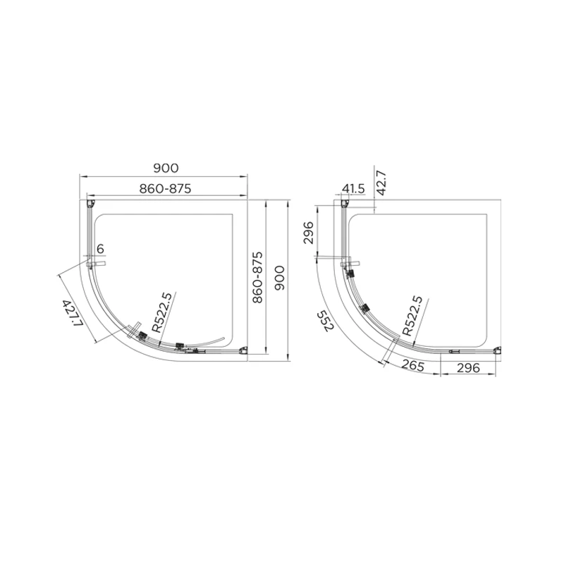 Aquadart Venturi 8 Single Door Quadrant Enclosure 900mm - Image 2