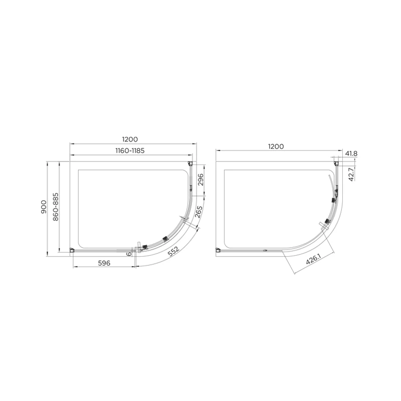 Aquadart Venturi 8 Single Door Quadrant Enclosure 1200x900mm - Image 2