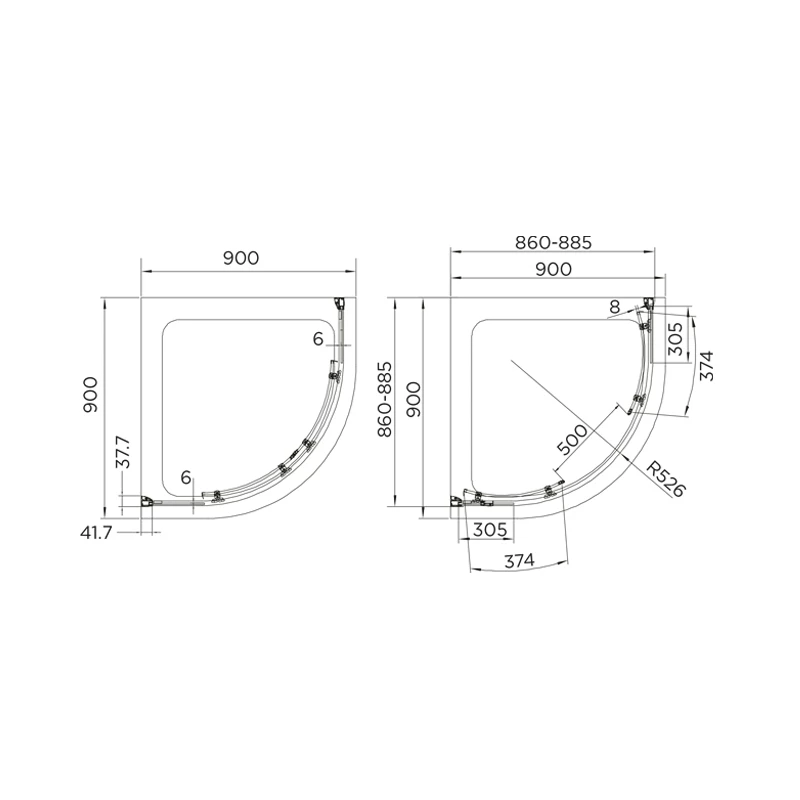 Aquadart Venturi 8 Double Door Quadrant Enclosure 900mm - Image 2