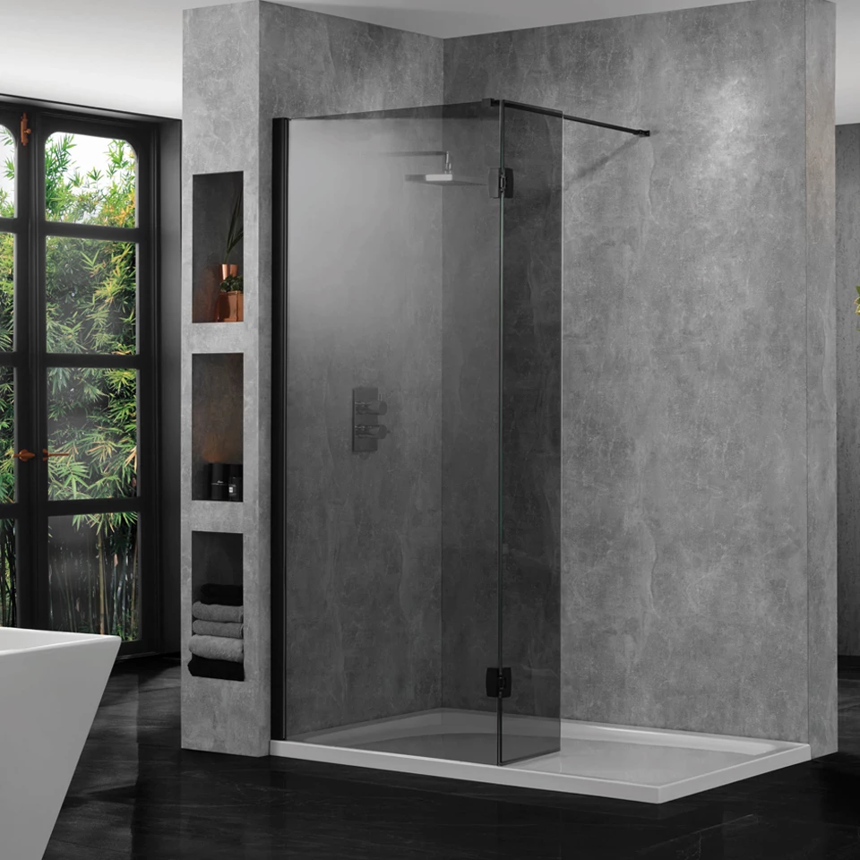 Aquadart 10mm 1200mm Wetroom Screen Smoked Glass