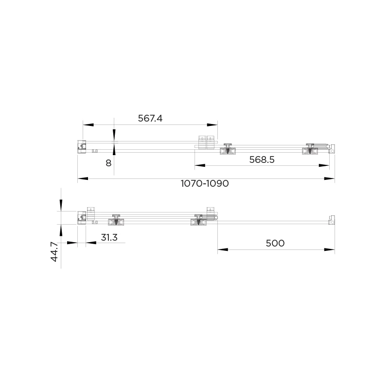 Aquadart Rolla 8 Sliding Wetroom Door 1100mm - Image 2