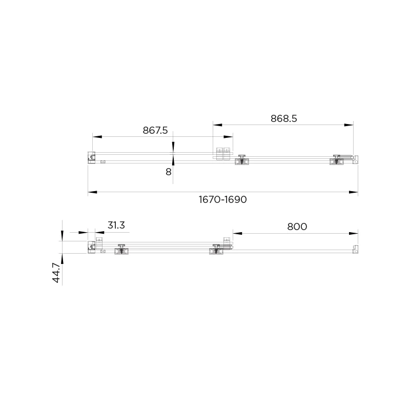 Aquadart Rolla 8 Sliding Wetroom Door 1700mm - Image 2