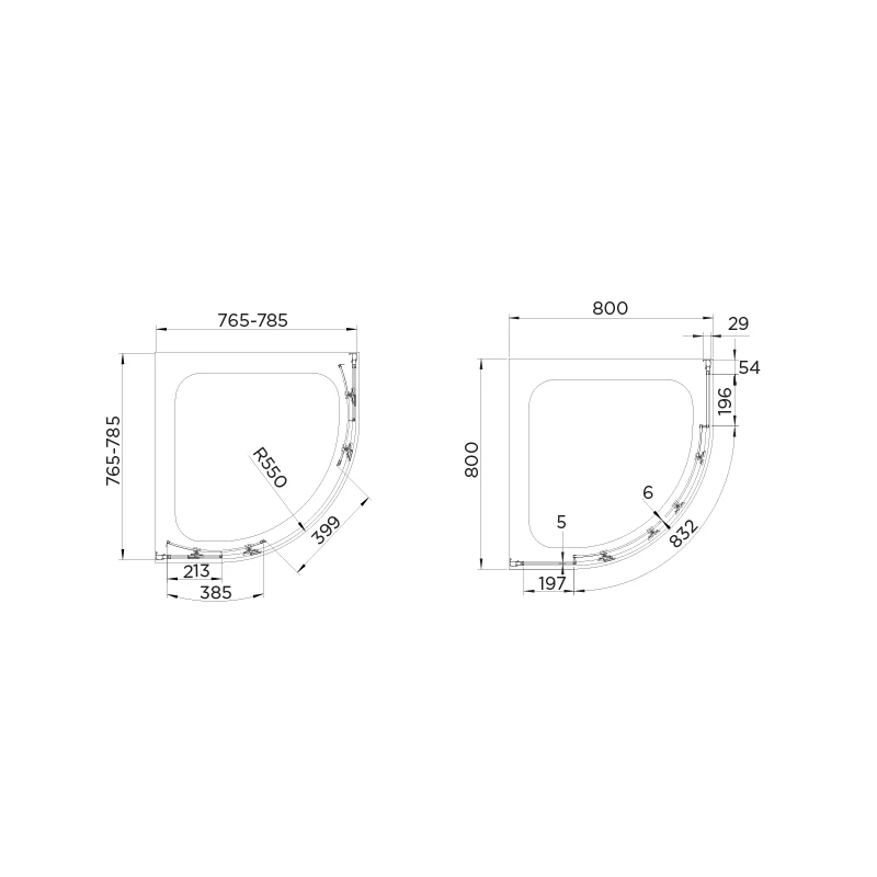 Aquadart Venturi 6 Double Door Quadrant Enclosure 800mm - Image 2