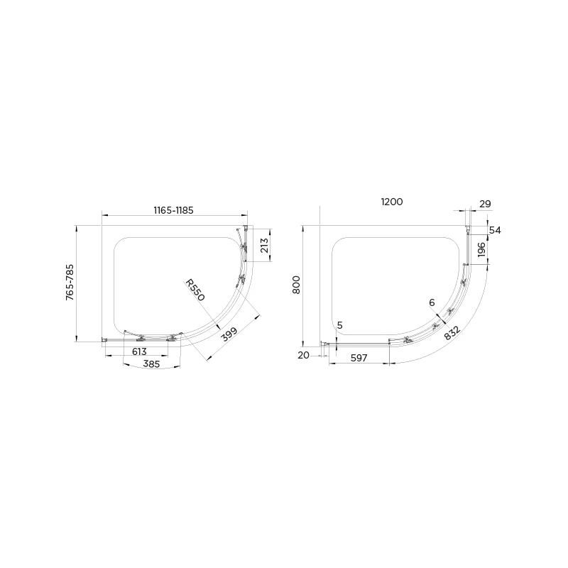 Aquadart Venturi 6 Double Door Quadrant Enclosure 1200x800mm - Image 2