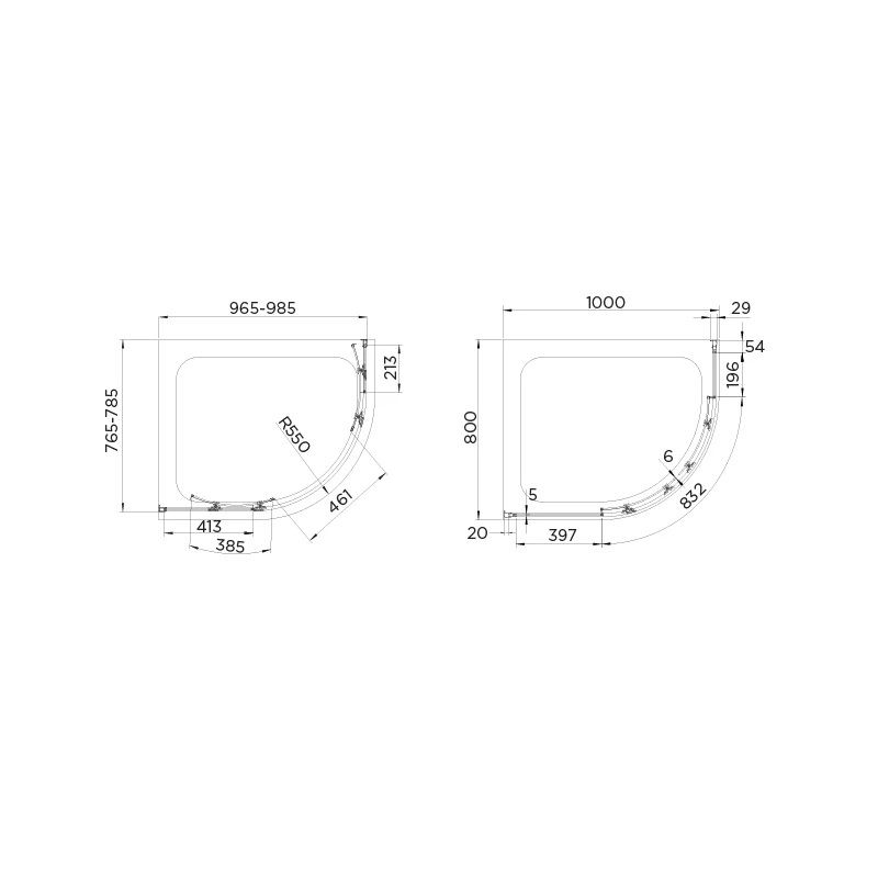Aquadart Venturi 6 Double Door Quadrant Enclosure 1000x800mm - Image 2