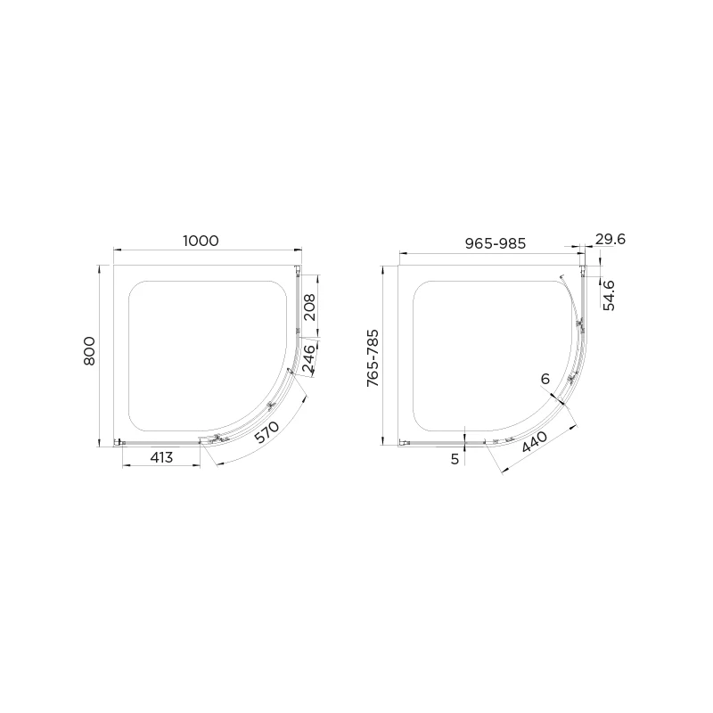 Aquadart Venturi 6 Single Door Quadrant Enclosure 1000x800mm - Image 2