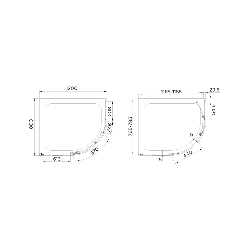 Aquadart Venturi 6 Single Door Quadrant Enclosure 1200x800mm - Image 2