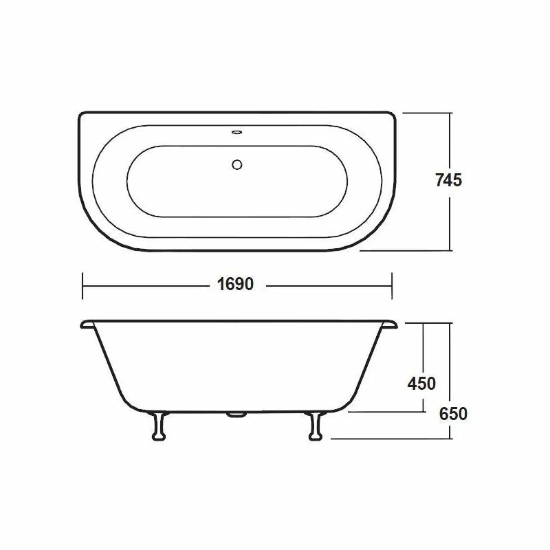 Bayswater Courtnell 1700mm Double Ended Freestanding Bath - Image 2