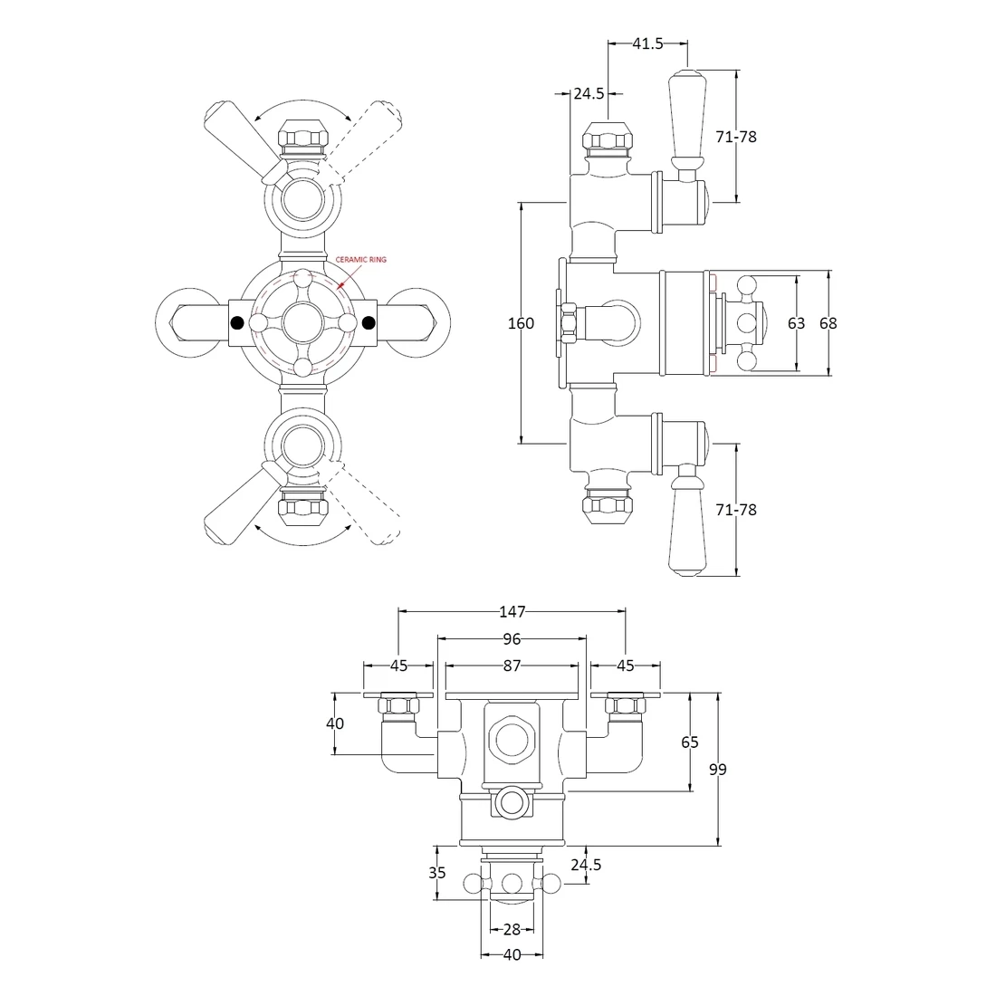 Bayswater Triple Exposed Valve With White Indices - Image 2