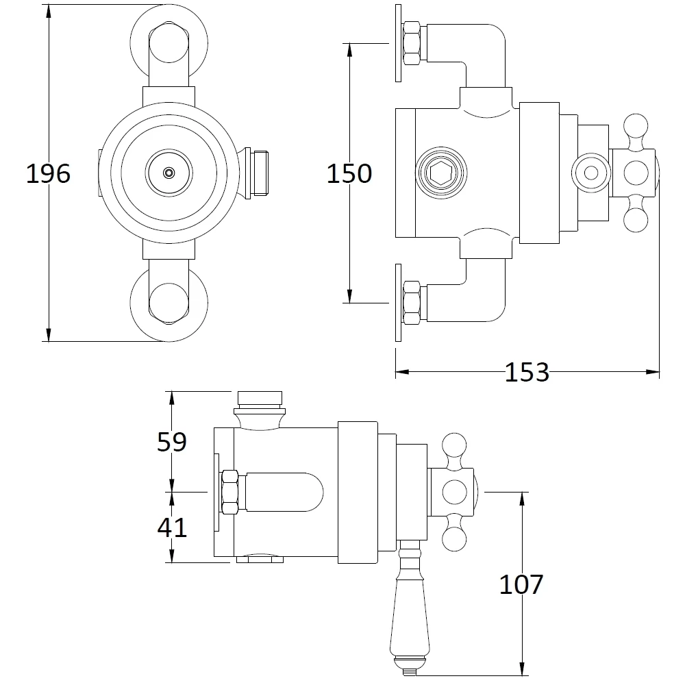 Bayswater Dual Thermostatic Exposed Valve With White Indices - Image 2