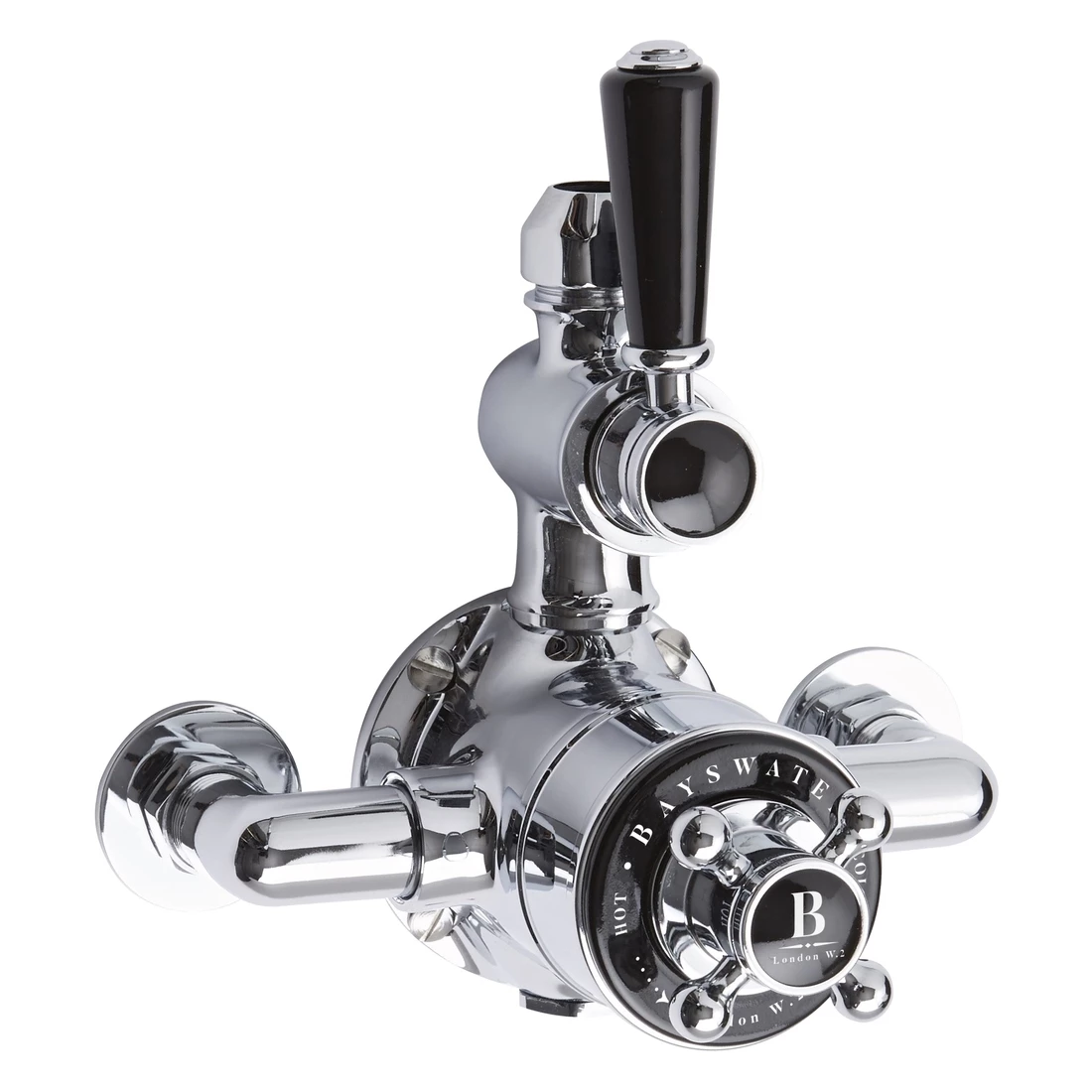 Bayswater Twin Exposed Valve With Black Indices