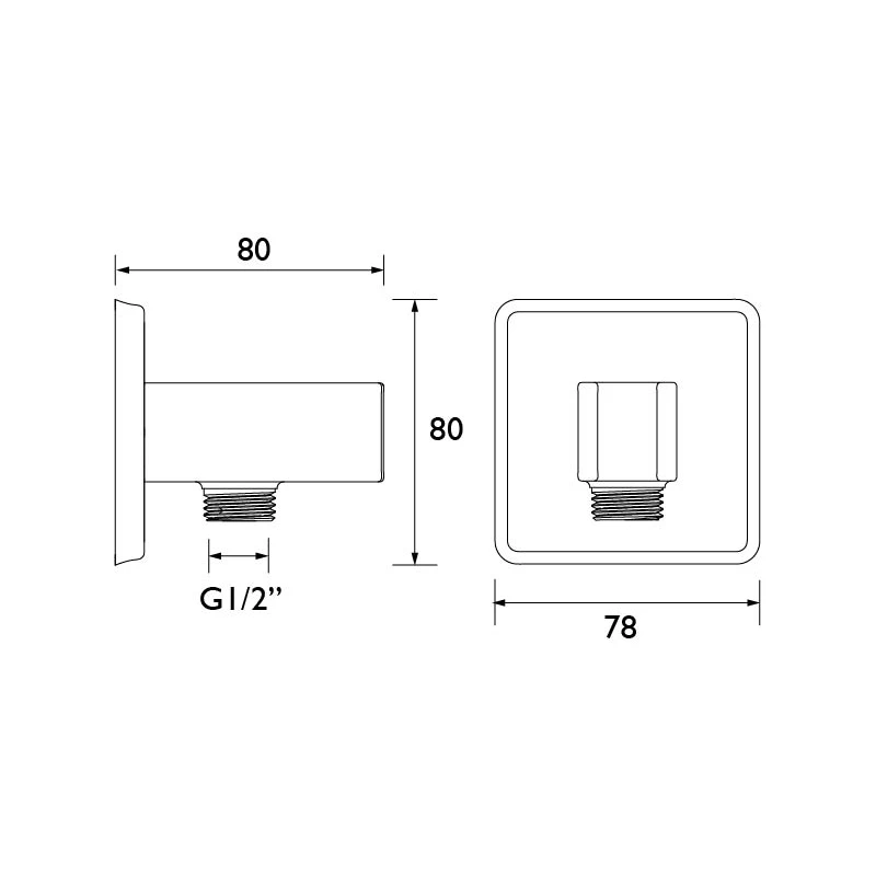Bristan Square Wall Outlet With Handset Holder Bracket - Image 2