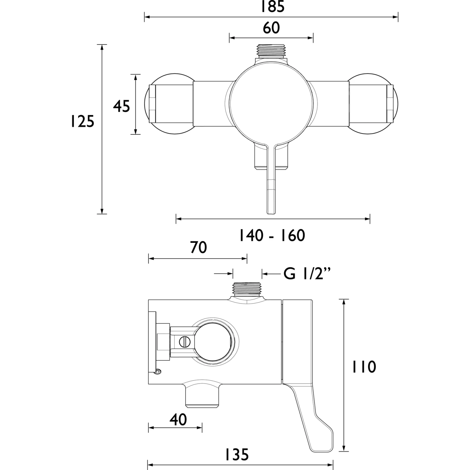 Bristan TS3650 Opac Lever Rigid Riser Shower Valve - Image 2