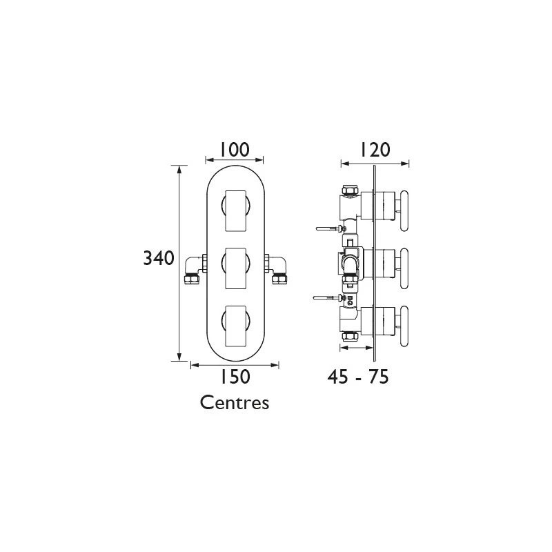 Bristan Pivot Thermostatic 3 Handle Shower Valve With Stopcocks - Image 2