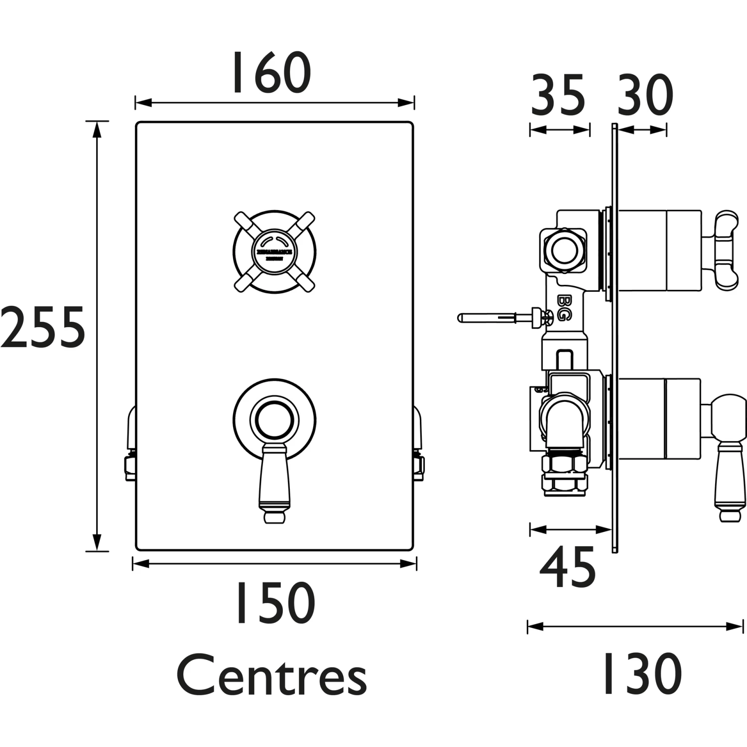 Bristan Renaissance 2 Recessed Thermostatic Dual Control Shower Valve - Image 2