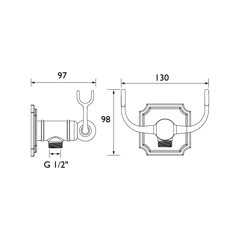 Bristan Traditional Wall Outlet Handset Cradle Square - Image 2