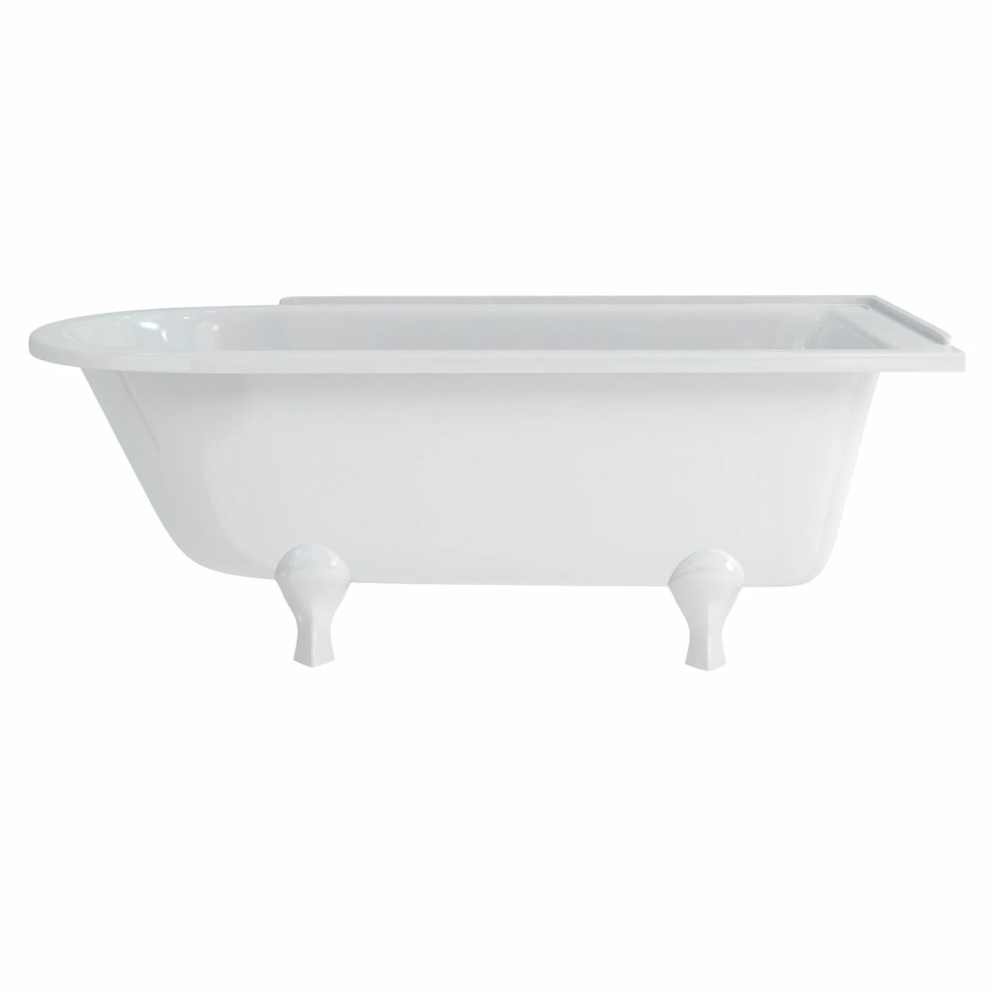 Burlington Hampton 170cm Shower Bath With White Feet, Right