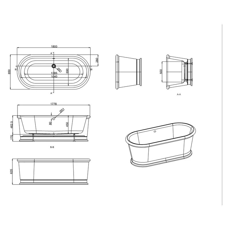 Burlington London Round Double Ended Bath - Image 2