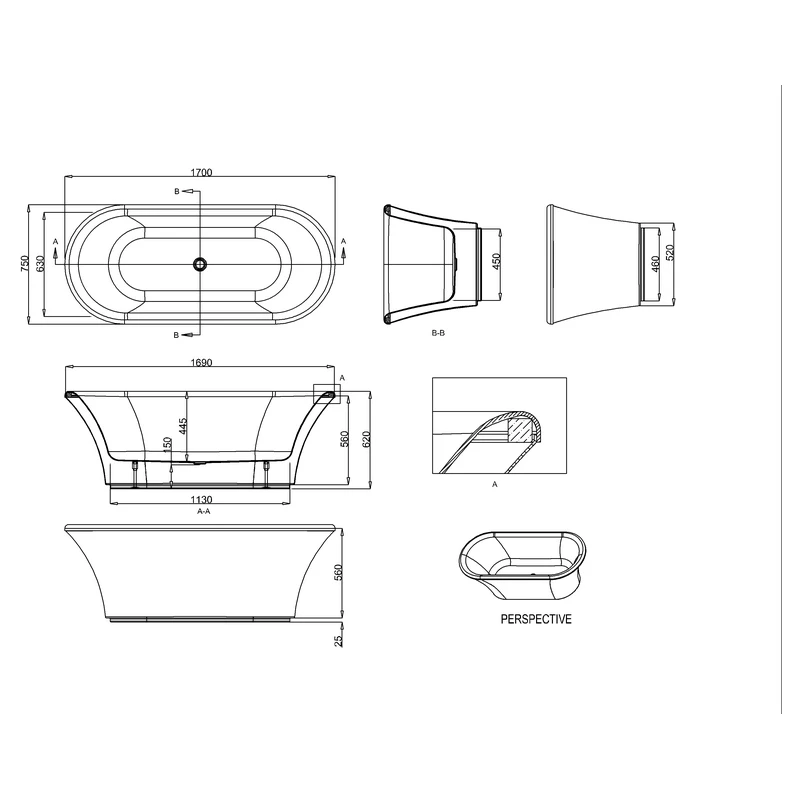 Burlington Brindley Double Ended Bath With Surround - Image 2