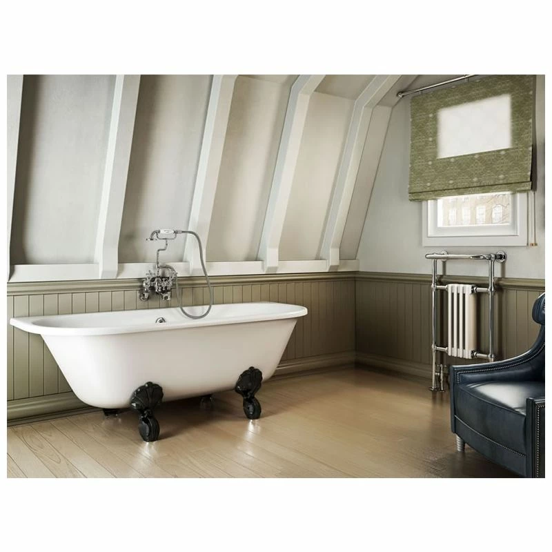 Burlington Avantgarde Back-To-Wall 1700mm Bath With Black Feet