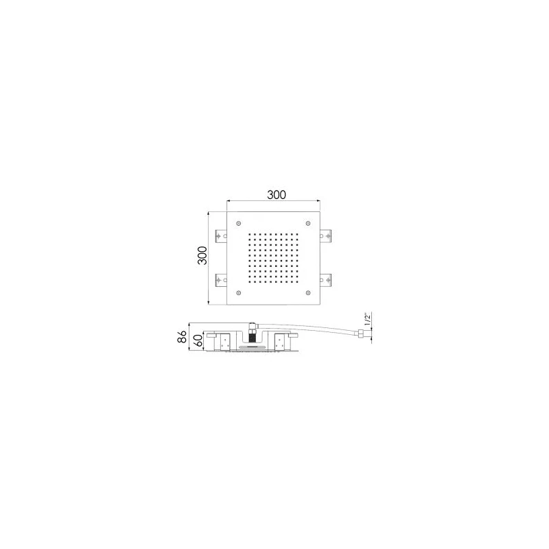 Cifial Concealed Square 300mm Shower Head Polished Steel - Image 2