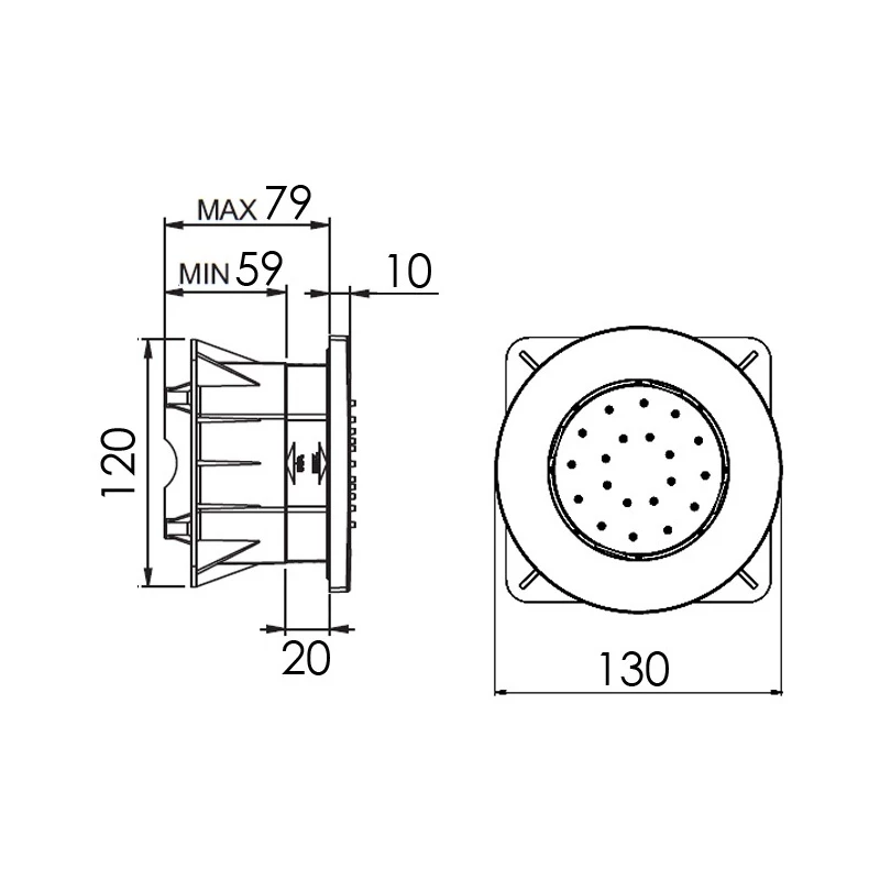 Cifial Round Concealed Body Jet Chrome - Image 2