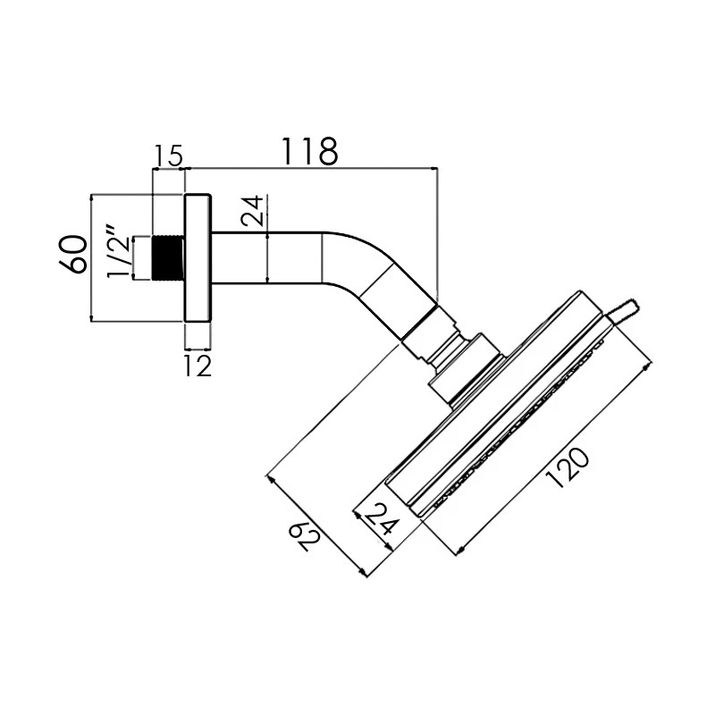 Cifial Air Soft 120mm Dual Function Head With 118mm Wall Arm - Image 2