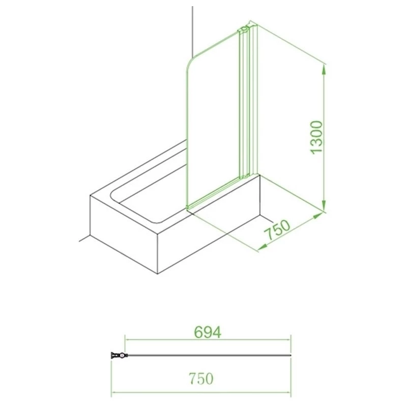 Essential Element 750x1300mm Curved Bath Screen - Image 2