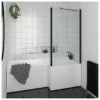 Essential Designer 1400x850mm L-Shaped Bath Screen Matt Black