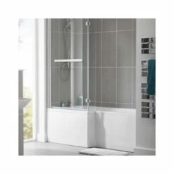 Essential Kensington 1500x850mm L Shape Shower Baths Left Handed 0 Tap Holes – White