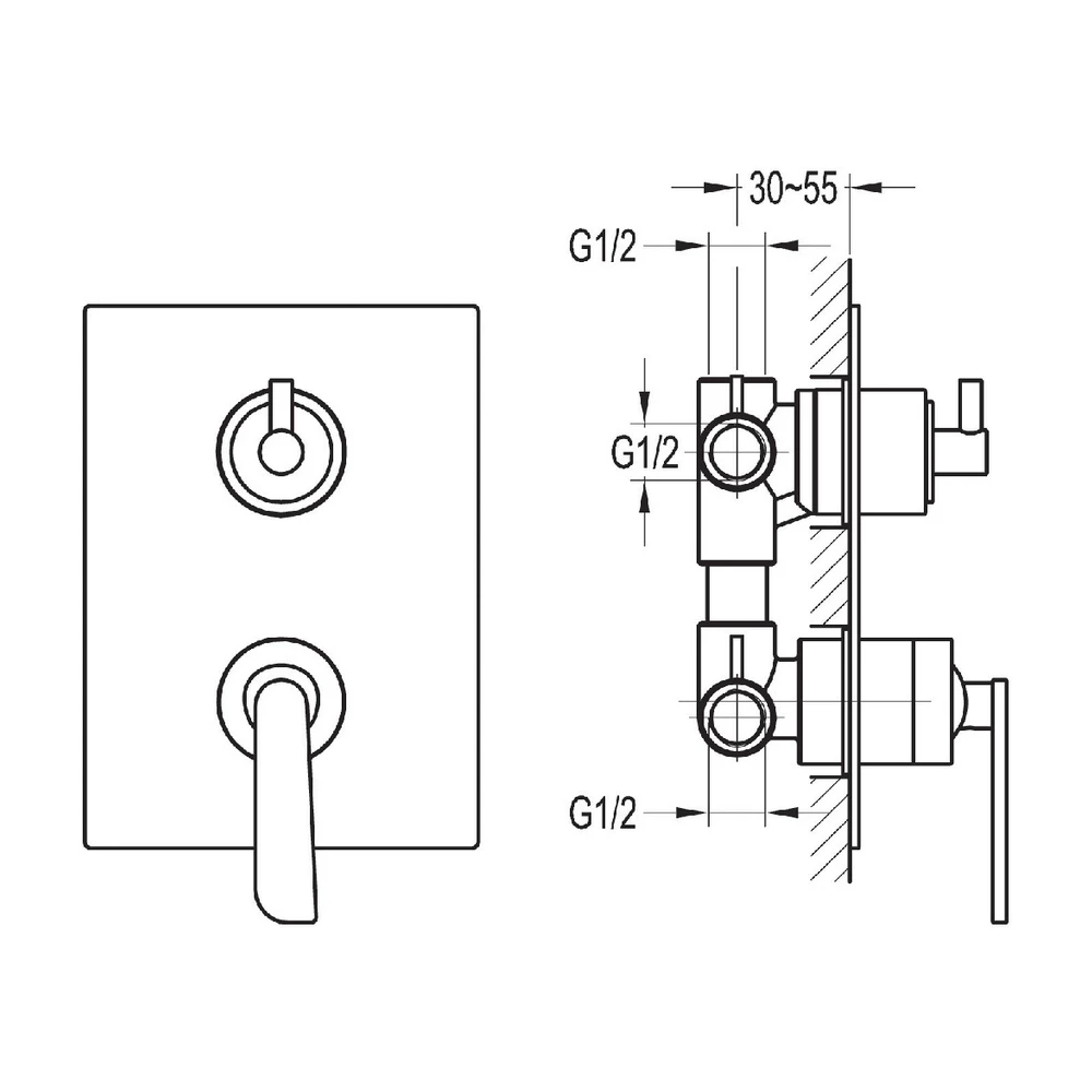 Flova Cascade Concealed Manual Shower Mixer With 3-Way Diverter - Image 2