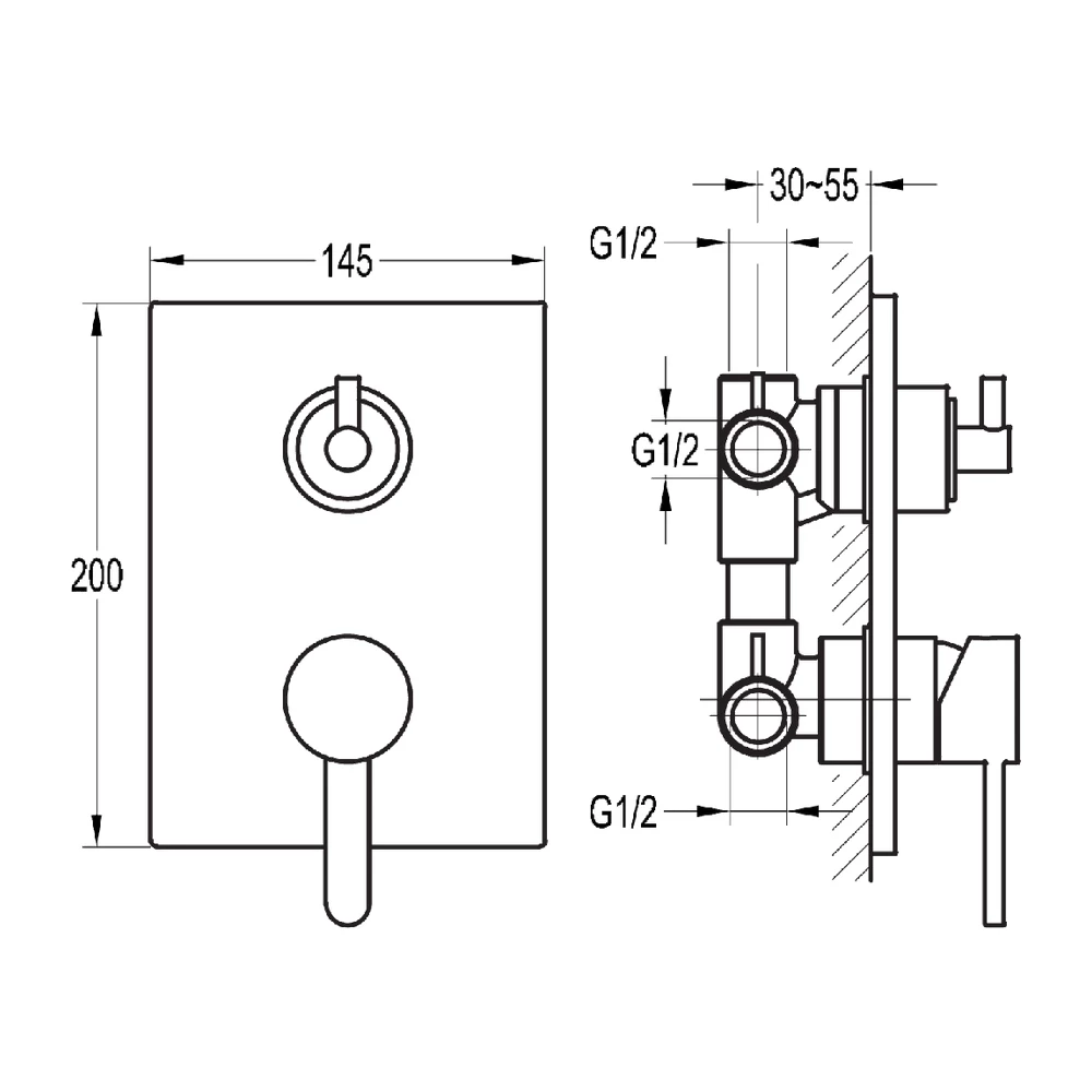 Flova Essence Concealed Manual Shower Mixer With 3-Way Diverter - Image 2