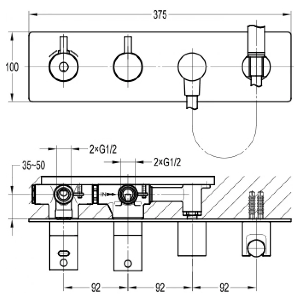 Flova Levo Concealed 3 Outlet Shower With Integral Shower Kit - Image 2