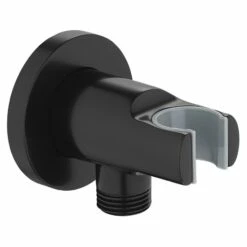 Flova Levo Wall Outlet Elbow With Handset Holder Matt Black