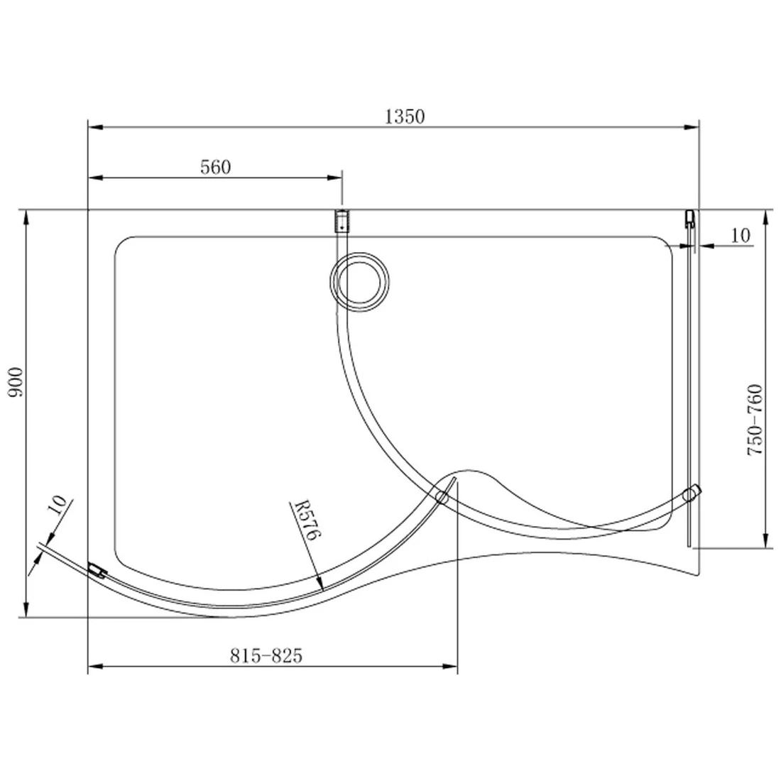 Frontline Aquaglass Purity Curved 1350x900mm Walk-In Enclosure - Image 2