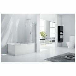Frontline Aquaglass 6mm Frameless Bath Screen With 4 Folding Panels Right