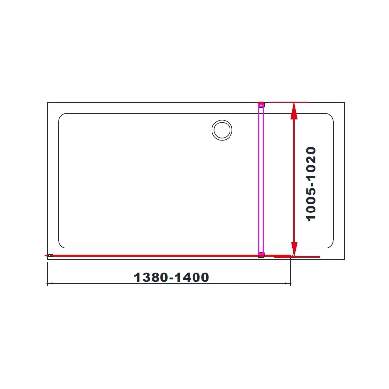 Frontline Aquaglass Black 1400mm Walk-In Front Panel 10mm Clear Glass - Image 2