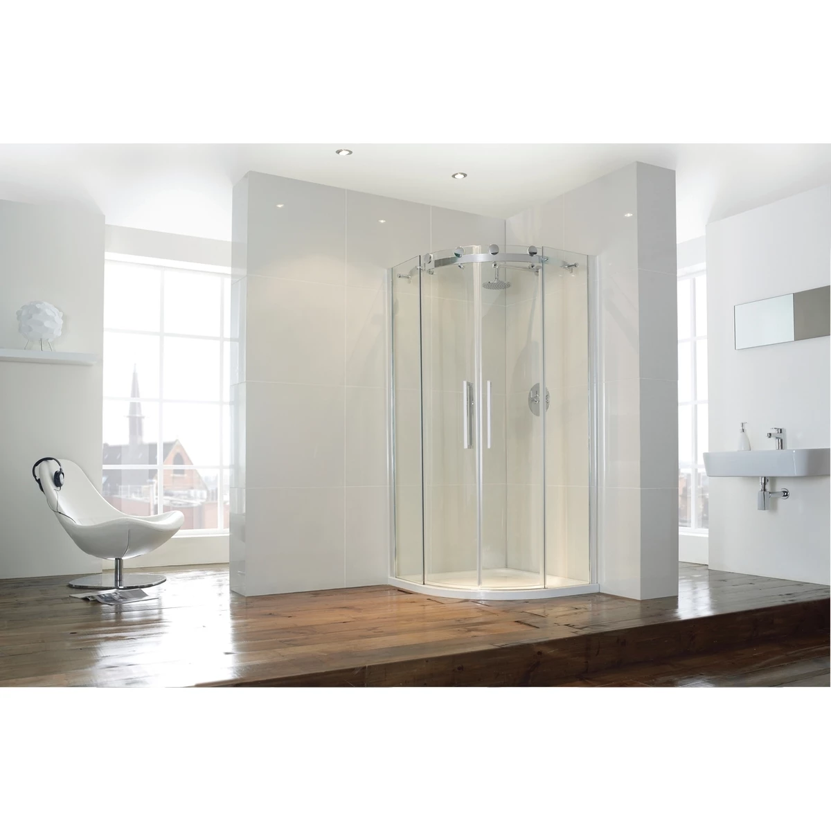 Frontline Aquaglass Frameless 1000x800mm 2 Door Offset Quadrant