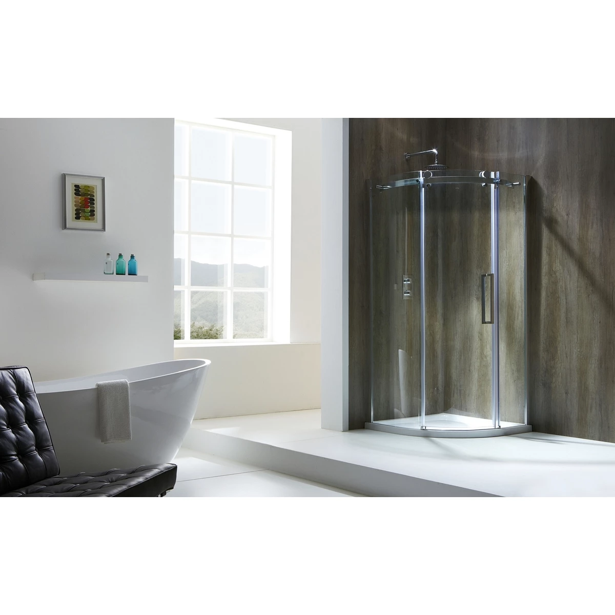 Frontline Aquaglass Frameless 1000x800mm Offset Quadrant RH