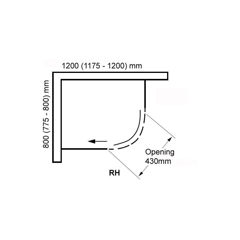 Frontline Aquaglass Frameless 1200x800mm Offset Quadrant RH - Image 2