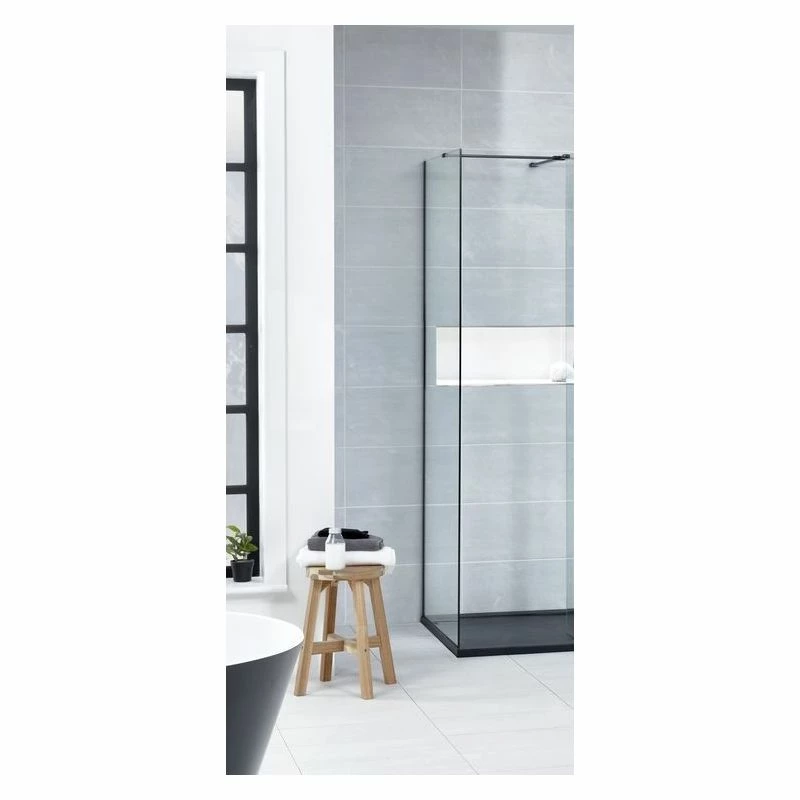 Frontline Aquaglass Black L Shape Walk-In 900mm Side Panel