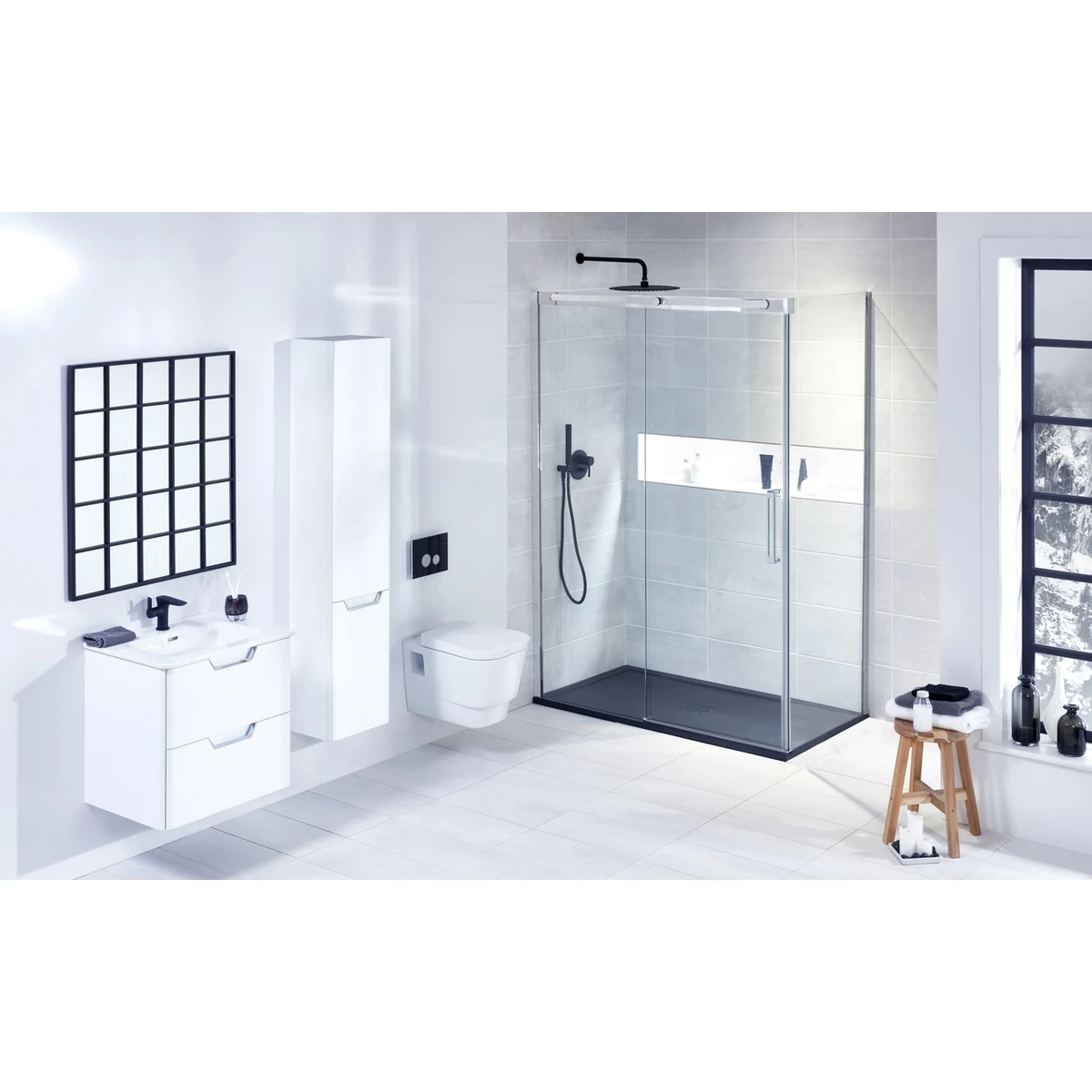 Frontline Aquaglass Linear 1200mm Slider Shower Door