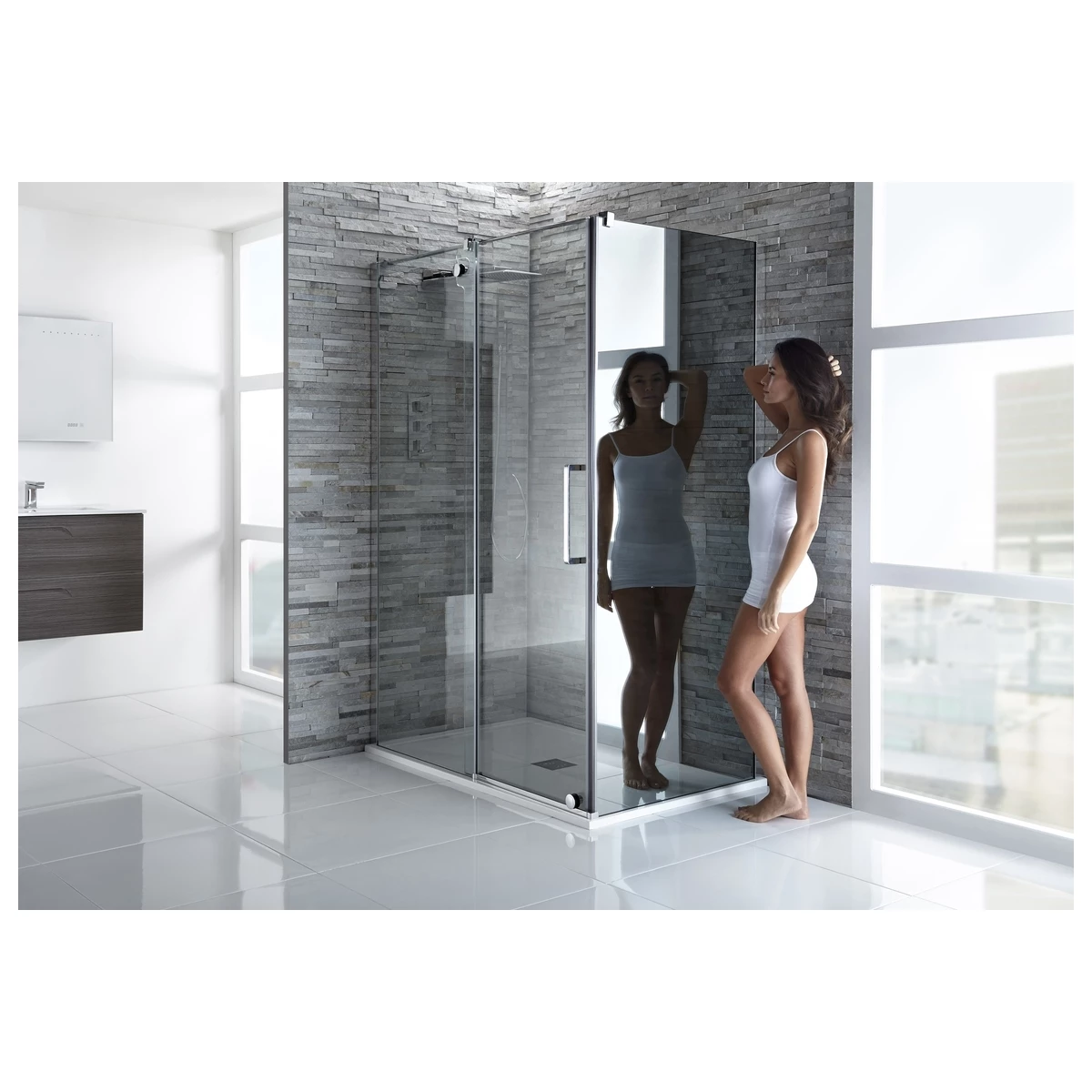 Frontline Aquaglass Glide 900mm Side Panel Mirrored Glass
