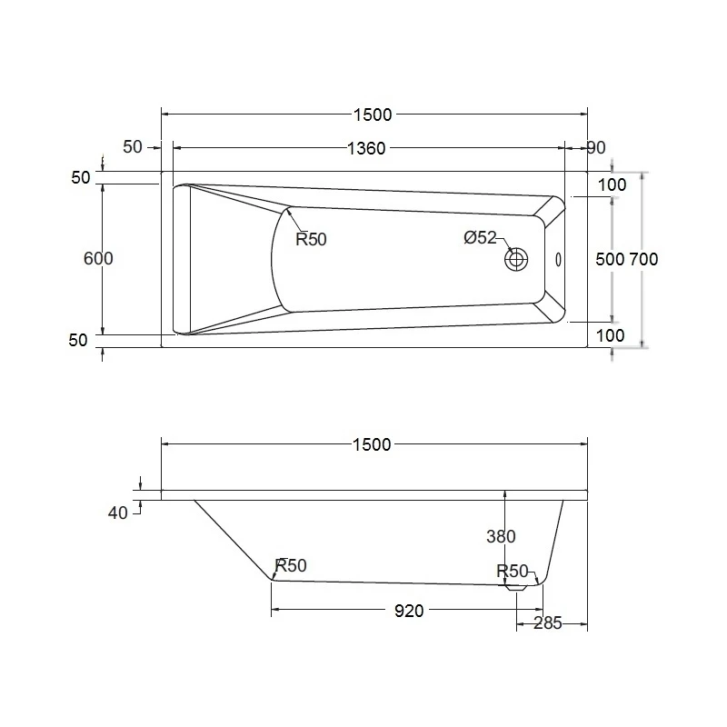 Frontline Aquabathe Atlanta 1500 X 700mm Bath - Image 2