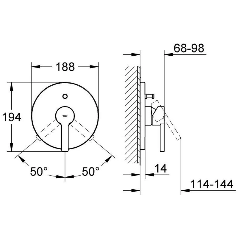 Grohe Lineare Single-Lever Bath/Shower Mixer Trim 19297 - Image 2